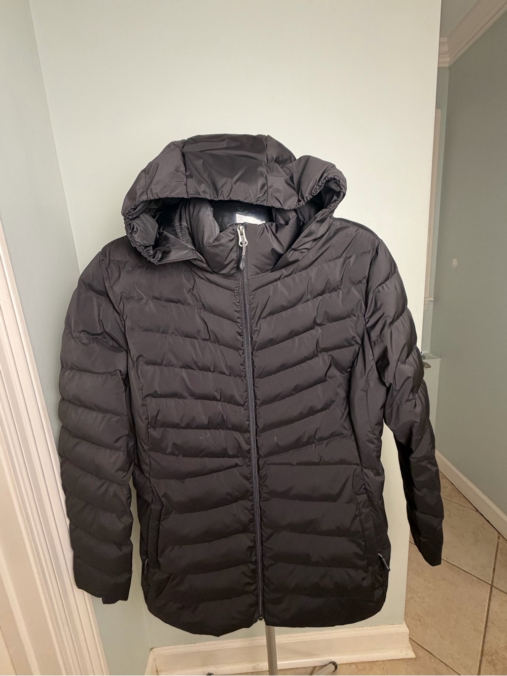 32 Degrees Heat Black Hooded Puffer Jacket